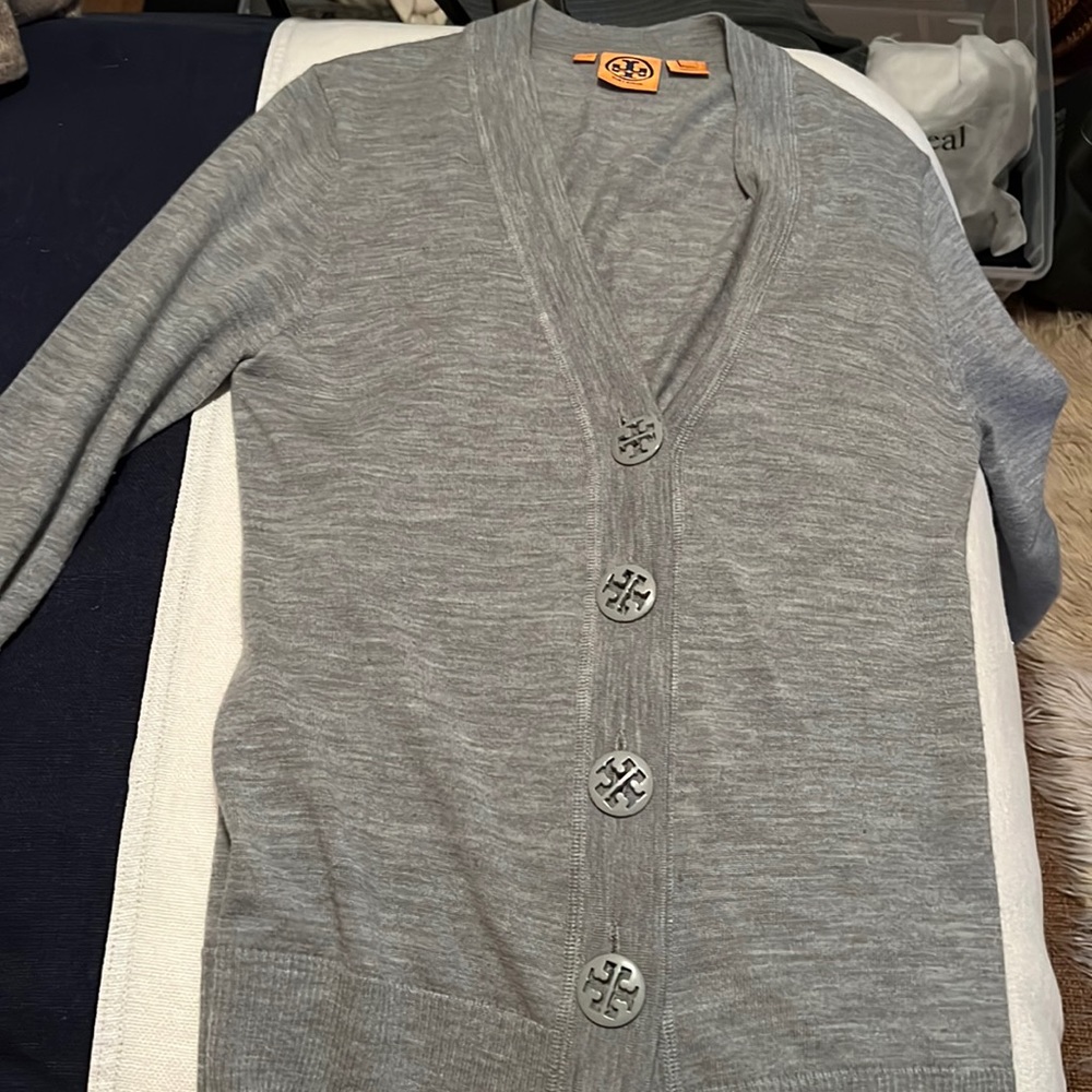 Tory Burch Gray cardigan sweater size L